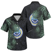 Federated States Of Micronesia Family Matching Long Sleeve Bodycon Dress and Hawaiian Shirt FSM Tropical Monstera Leaf Dark Tribal Pattern