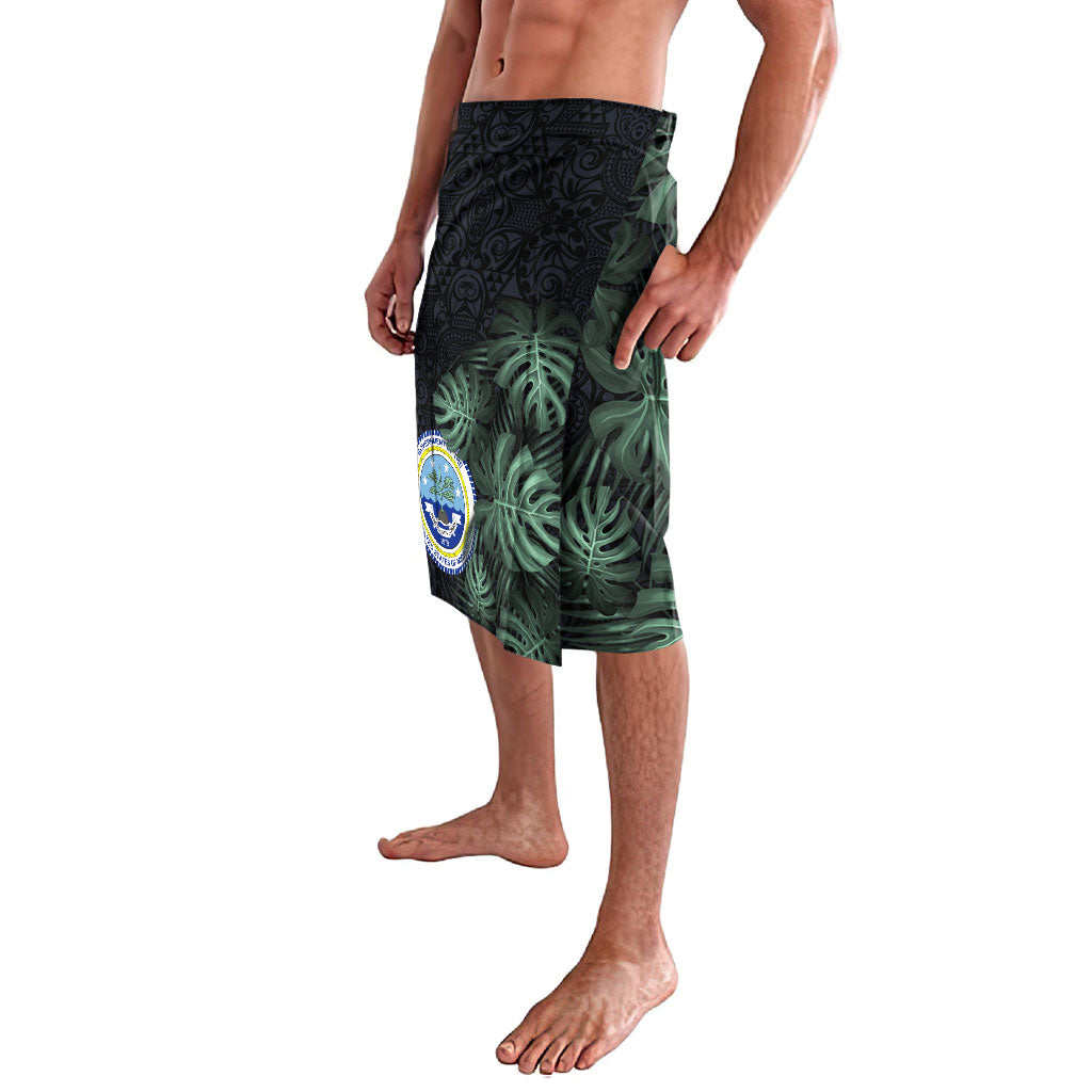 Federated States Of Micronesia Lavalava FSM Tropical Monstera Leaf Dark Tribal Pattern