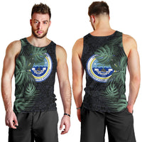 Federated States Of Micronesia Men Tank Top FSM Tropical Monstera Leaf Dark Tribal Pattern