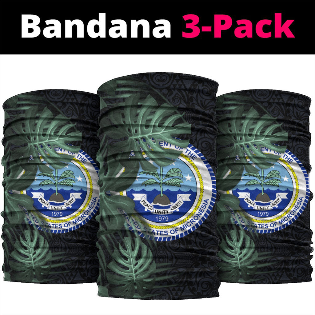 Federated States Of Micronesia Neck Gaiter FSM Tropical Monstera Leaf Dark Tribal Pattern