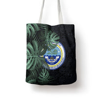 Federated States Of Micronesia Tote Bag FSM Tropical Monstera Leaf Dark Tribal Pattern