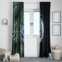 Federated States Of Micronesia Window Curtain FSM Tropical Monstera Leaf Dark Tribal Pattern