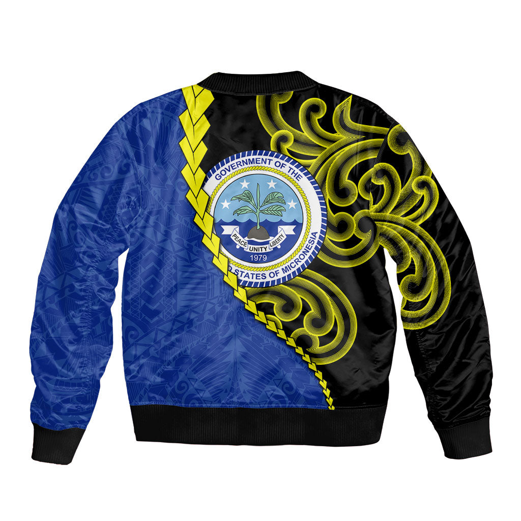 Federated States Of Micronesia FSM Bomber Jacket Pacific Islander Tribal Swirl Geometric Pattern