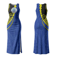 Federated States Of Micronesia FSM Couples Matching Tank Maxi Dress and Hawaiian Shirt Pacific Islander Tribal Swirl Geometric Pattern