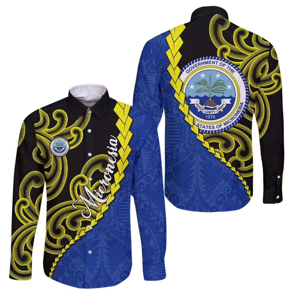 Federated States Of Micronesia FSM Family Matching Off The Shoulder Long Sleeve Dress and Hawaiian Shirt Pacific Islander Tribal Swirl Geometric Pattern