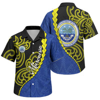 Federated States Of Micronesia FSM Family Matching Puletasi and Hawaiian Shirt Pacific Islander Tribal Swirl Geometric Pattern