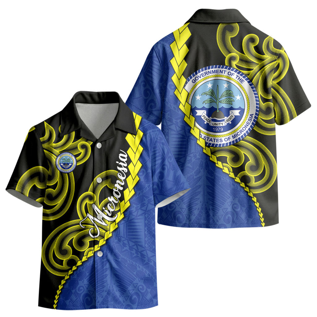 Federated States Of Micronesia FSM Kid Hawaiian Shirt Pacific Islander Tribal Swirl Geometric Pattern