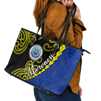 Federated States Of Micronesia FSM Leather Tote Bag Pacific Islander Tribal Swirl Geometric Pattern