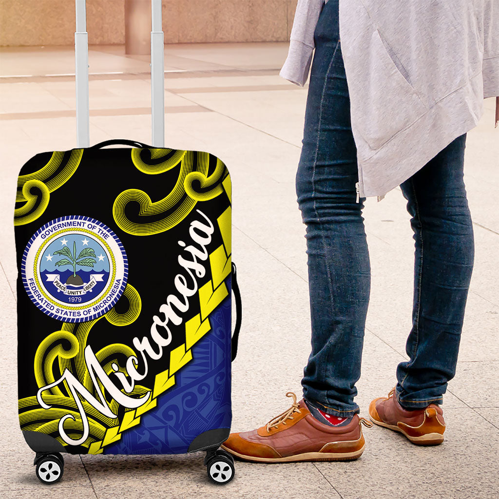 Federated States Of Micronesia FSM Luggage Cover Pacific Islander Tribal Swirl Geometric Pattern