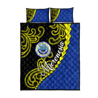 Federated States Of Micronesia FSM Quilt Bed Set Pacific Islander Tribal Swirl Geometric Pattern
