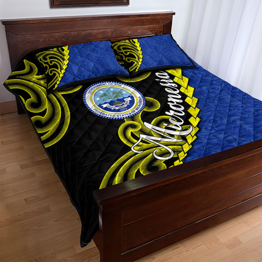 Federated States Of Micronesia FSM Quilt Bed Set Pacific Islander Tribal Swirl Geometric Pattern