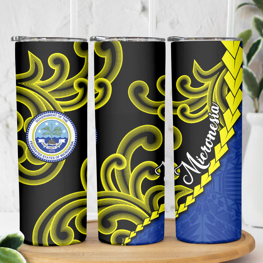 Federated States Of Micronesia FSM Skinny Tumbler Pacific Islander Tribal Swirl Geometric Pattern