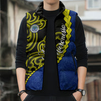 Federated States Of Micronesia FSM Sleeveless Puffer Jacket Pacific Islander Tribal Swirl Geometric Pattern
