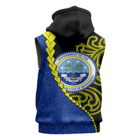 Federated States Of Micronesia FSM Sleeveless Zip Hoodie Pacific Islander Tribal Swirl Geometric Pattern