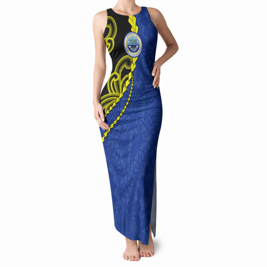 Federated States Of Micronesia FSM Tank Maxi Dress Pacific Islander Tribal Swirl Geometric Pattern