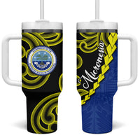 Federated States Of Micronesia FSM Tumbler With Handle Pacific Islander Tribal Swirl Geometric Pattern
