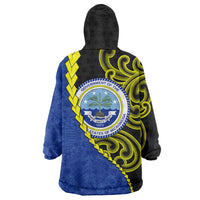 Federated States Of Micronesia FSM Wearable Blanket Hoodie Pacific Islander Tribal Swirl Geometric Pattern