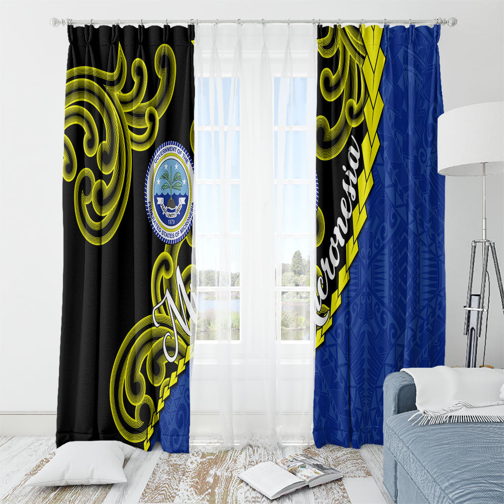 Federated States Of Micronesia FSM Window Curtain Pacific Islander Tribal Swirl Geometric Pattern