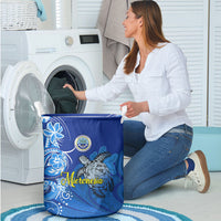 Micronesia Sea Turtle Laundry Basket Federated States Of Micronesia Tribal Floral Pattern