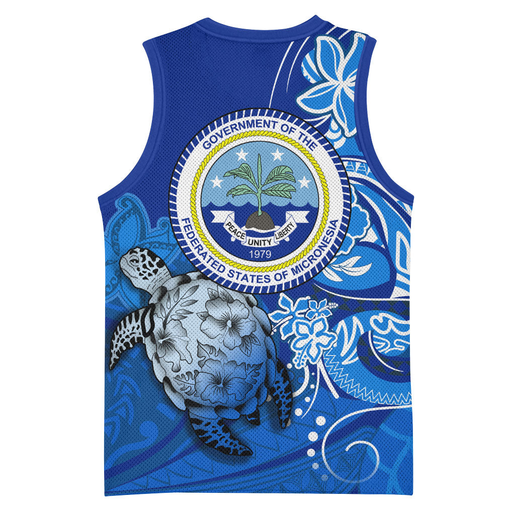 Micronesia Sea Turtle Basketball Jersey Federated States Of Micronesia Tribal Floral Pattern