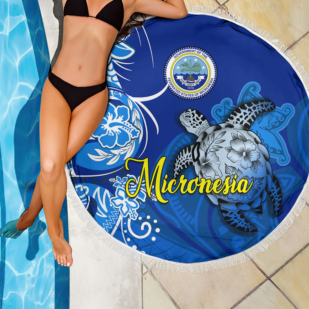 Micronesia Sea Turtle Beach Blanket Federated States Of Micronesia Tribal Floral Pattern