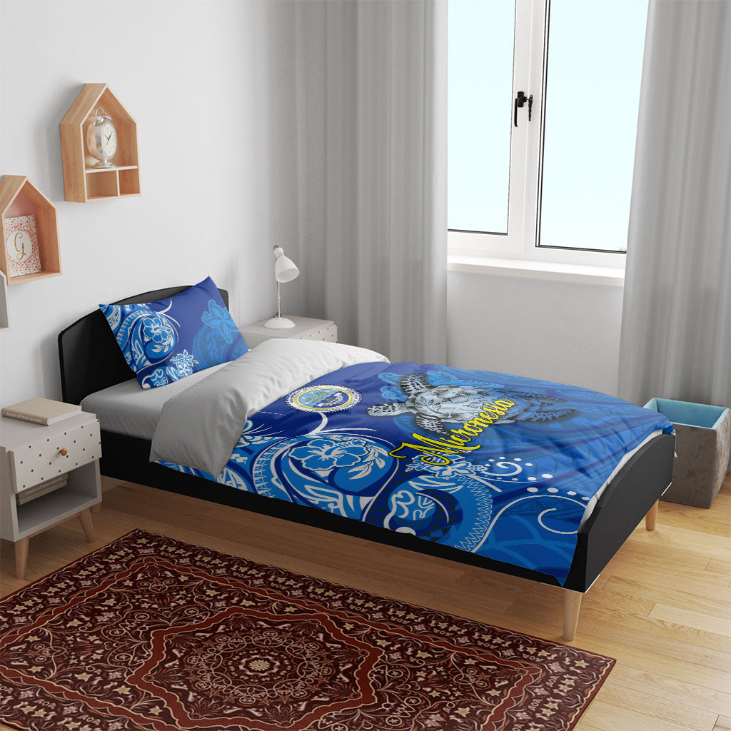 Micronesia Sea Turtle Bedding Set Federated States Of Micronesia Tribal Floral Pattern