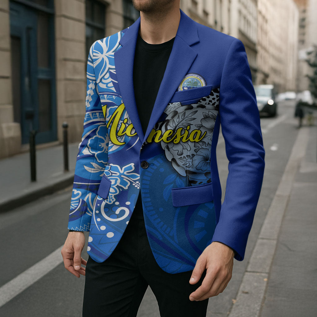 Micronesia Sea Turtle Blazer Federated States Of Micronesia Tribal Floral Pattern