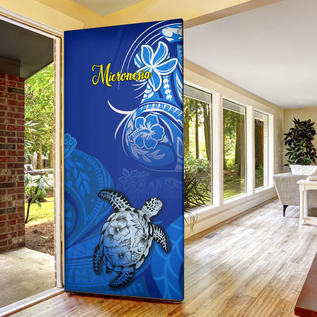Micronesia Sea Turtle Door Cover Federated States Of Micronesia Tribal Floral Pattern