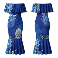 Micronesia Sea Turtle Family Matching Mermaid Dress and Hawaiian Shirt Federated States Of Micronesia Tribal Floral Pattern
