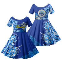 Micronesia Sea Turtle Family Matching Mermaid Dress and Hawaiian Shirt Federated States Of Micronesia Tribal Floral Pattern