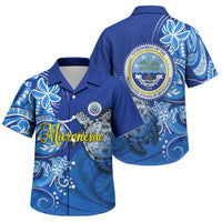 Micronesia Sea Turtle Family Matching Off The Shoulder Long Sleeve Dress and Hawaiian Shirt Federated States Of Micronesia Tribal Floral Pattern