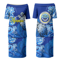 Micronesia Sea Turtle Family Matching Puletasi and Hawaiian Shirt Federated States Of Micronesia Tribal Floral Pattern
