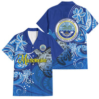 Micronesia Sea Turtle Family Matching Short Sleeve Bodycon Dress and Hawaiian Shirt Federated States Of Micronesia Tribal Floral Pattern