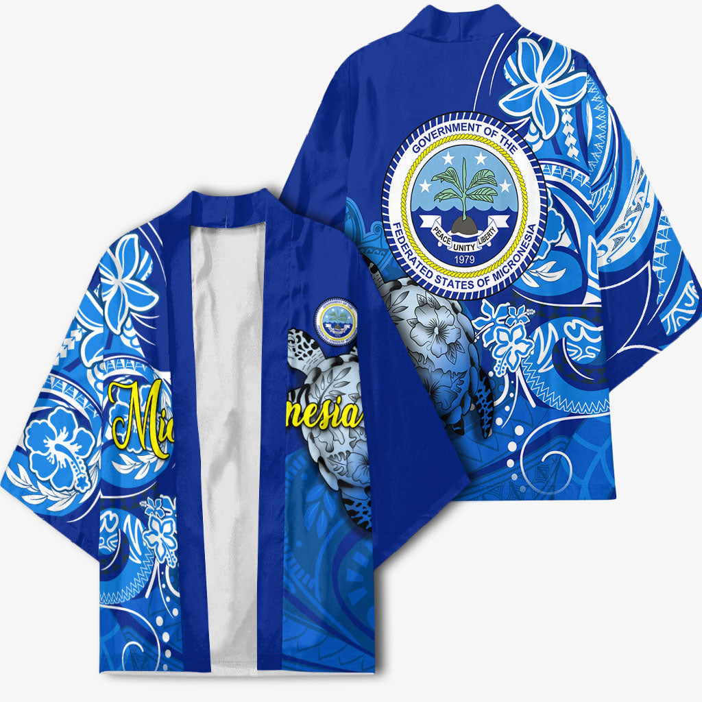 Micronesia Sea Turtle Kimono Federated States Of Micronesia Tribal Floral Pattern