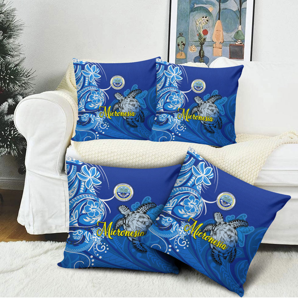 Micronesia Sea Turtle Pillow Cover Federated States Of Micronesia Tribal Floral Pattern
