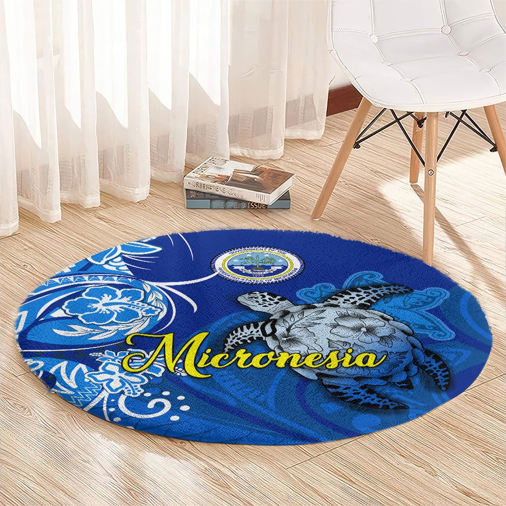 Micronesia Sea Turtle Round Carpet Federated States Of Micronesia Tribal Floral Pattern