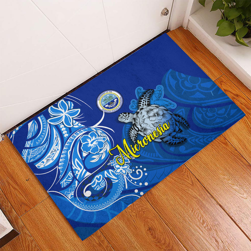 Micronesia Sea Turtle Rubber Doormat Federated States Of Micronesia Tribal Floral Pattern