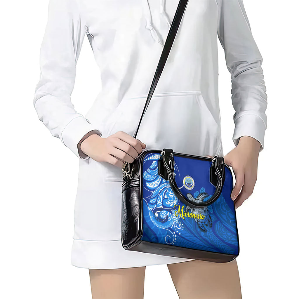 Micronesia Sea Turtle Shoulder Handbag Federated States Of Micronesia Tribal Floral Pattern