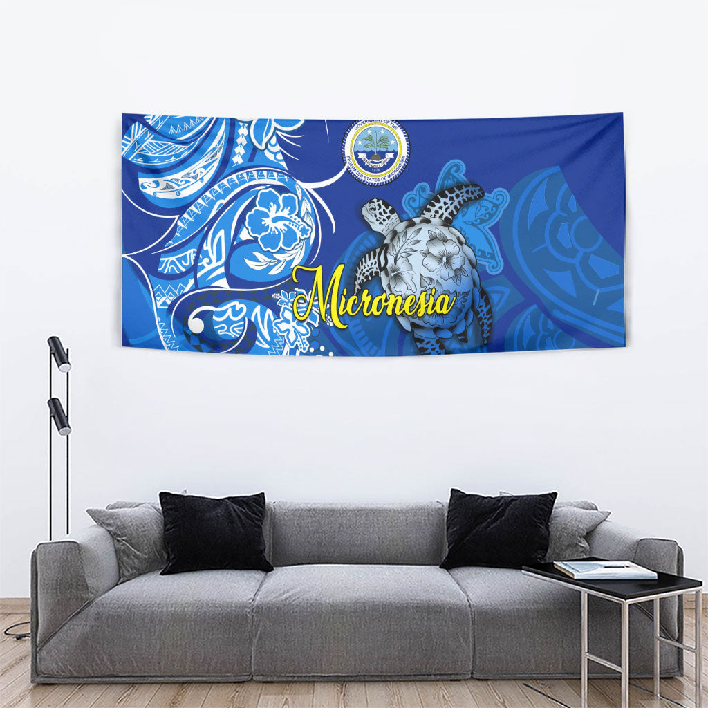 Micronesia Sea Turtle Tapestry Federated States Of Micronesia Tribal Floral Pattern