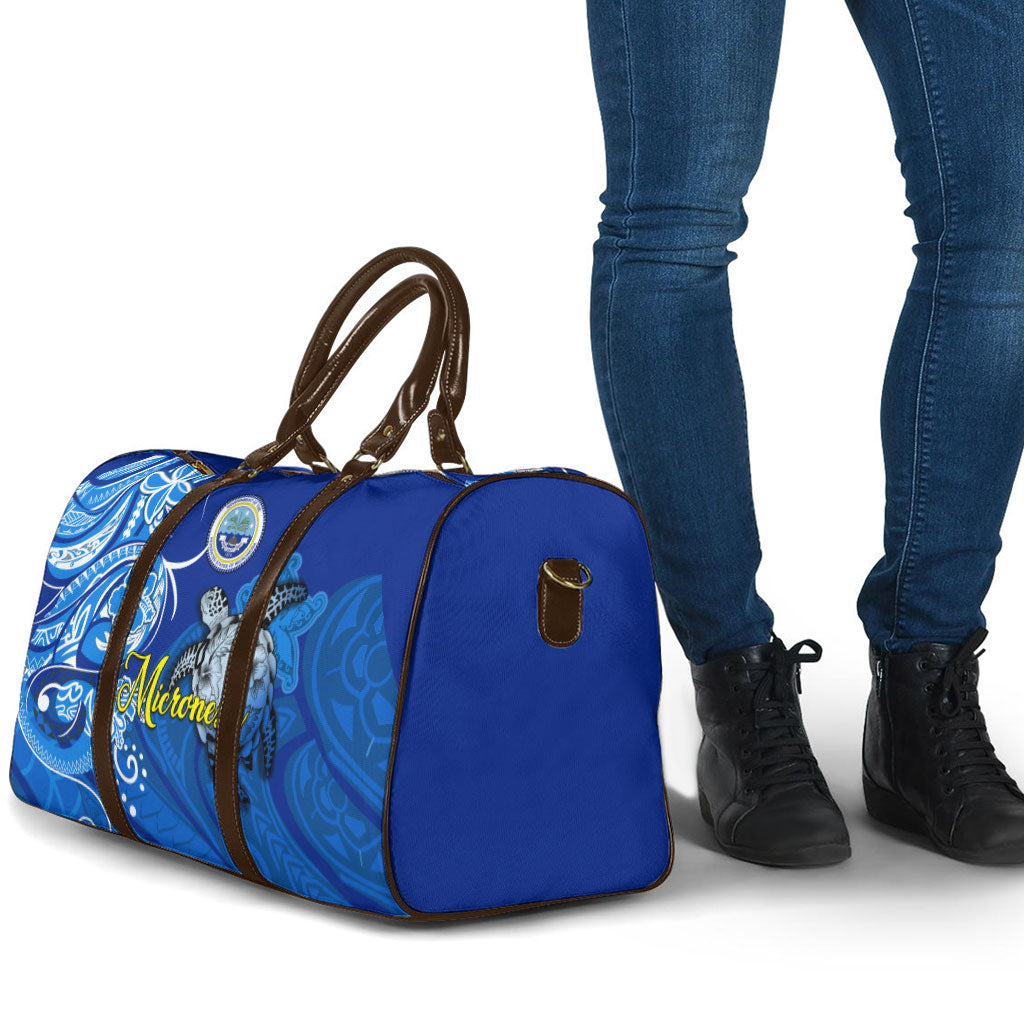 Micronesia Sea Turtle Travel Bag Federated States Of Micronesia Tribal Floral Pattern