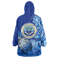 Micronesia Sea Turtle Wearable Blanket Hoodie Federated States Of Micronesia Tribal Floral Pattern