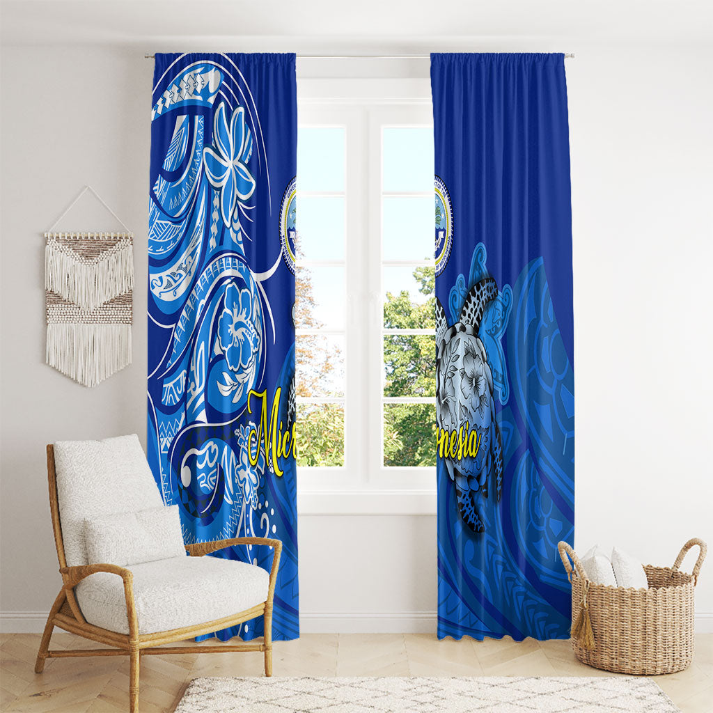 Micronesia Sea Turtle Window Curtain Federated States Of Micronesia Tribal Floral Pattern