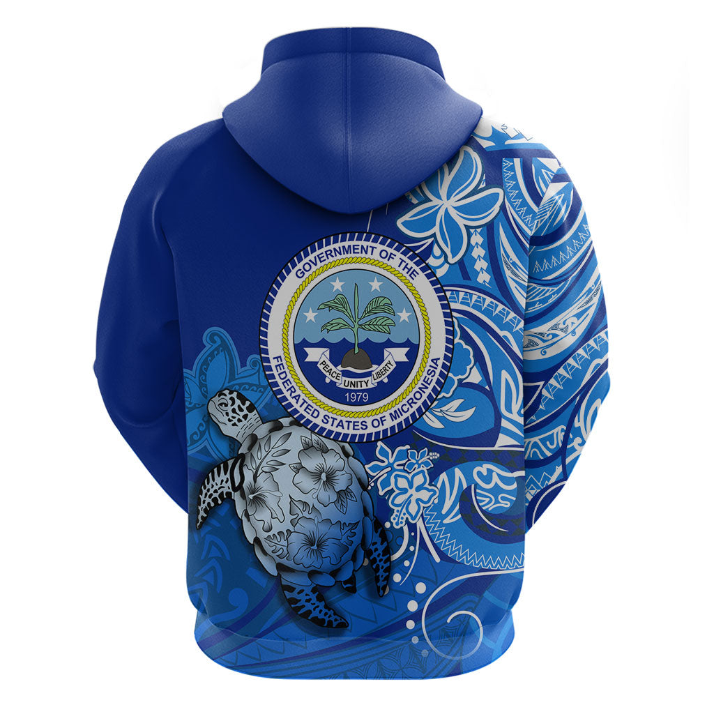 Micronesia Sea Turtle Zip Hoodie Federated States Of Micronesia Tribal Floral Pattern