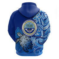 Micronesia Sea Turtle Zip Hoodie Federated States Of Micronesia Tribal Floral Pattern