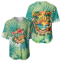 Personalized Polynesia 50th Birthday Baseball Jersey Vintage Hawaiian Floral Ukulele Tropical Sunset Art TS04 - Polynesian Pride
