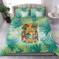 Personalized Polynesia 50th Birthday Bedding Set Vintage Hawaiian Floral Ukulele Tropical Sunset Art TS04 - Polynesian Pride