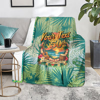 Personalized Polynesia 50th Birthday Blanket Vintage Hawaiian Floral Ukulele Tropical Sunset Art TS04 - Polynesian Pride