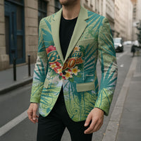 Personalized Polynesia 50th Birthday Blazer Vintage Hawaiian Floral Ukulele Tropical Sunset Art TS04 - Polynesian Pride