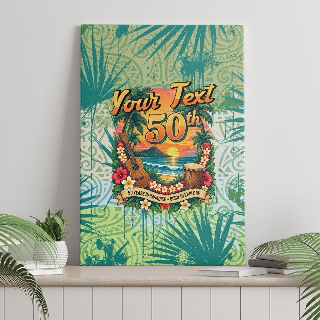 Personalized Polynesia 50th Birthday Canvas Wall Art Vintage Hawaiian Floral Ukulele Tropical Sunset Art TS04 - Polynesian Pride