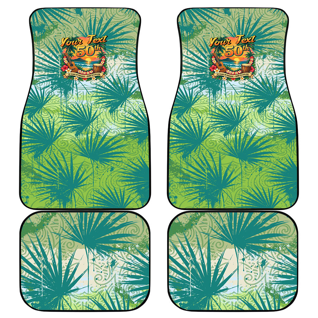 Personalized Polynesia 50th Birthday Car Mats Vintage Hawaiian Floral Ukulele Tropical Sunset Art TS04 - Polynesian Pride
